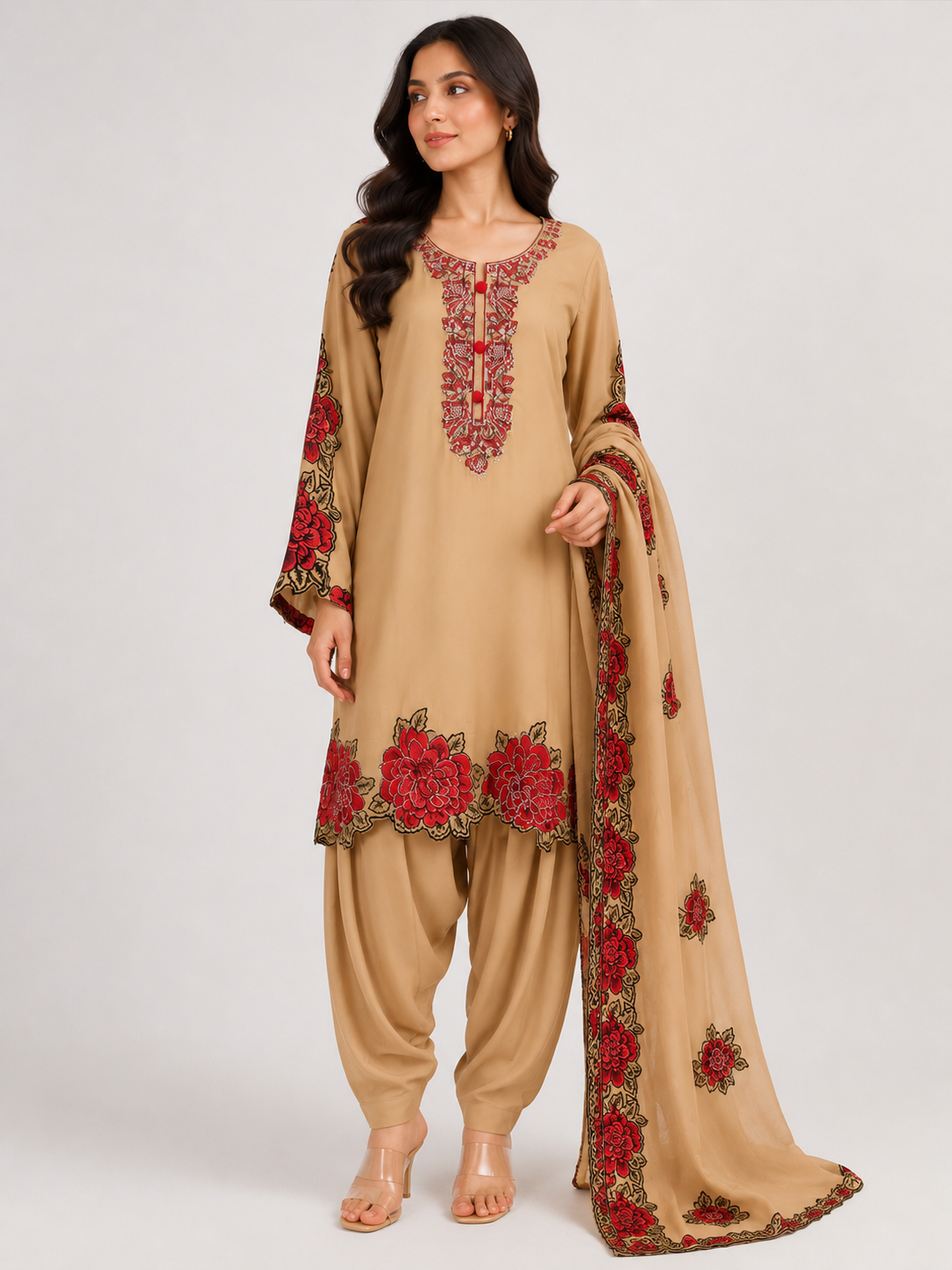 Brown Rose Farshi Salwar