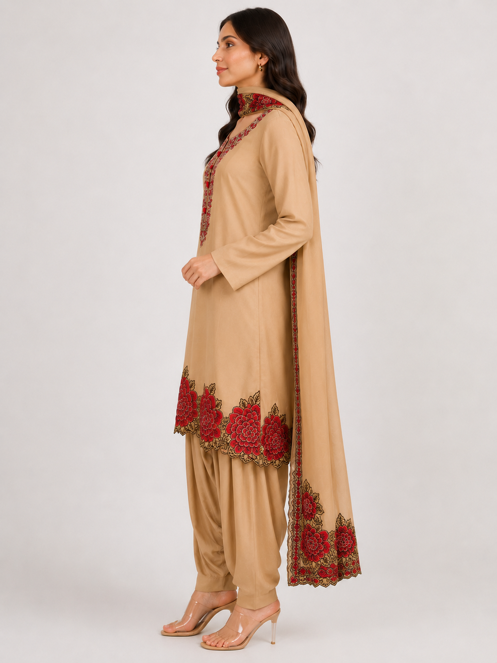 Brown Rose Farshi Salwar